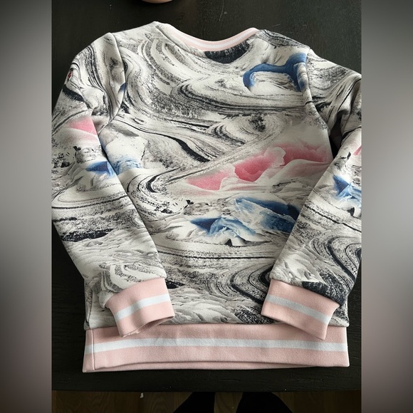 Girls Fila White Line Pullover Pink Marble Pattern Size 120/60 - Picture 5 of 8